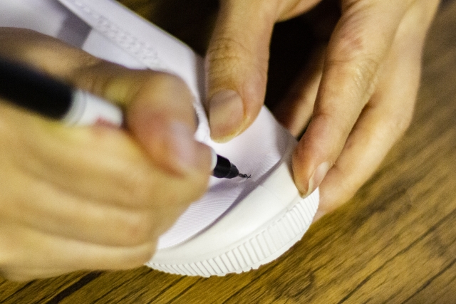 お名前スタンプを実際に押している様子